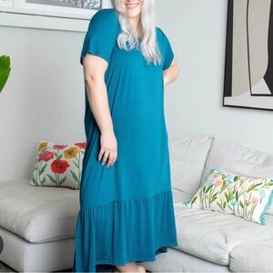 Lug Swing High Low Maxi Dress Ocean Blue XL NWT